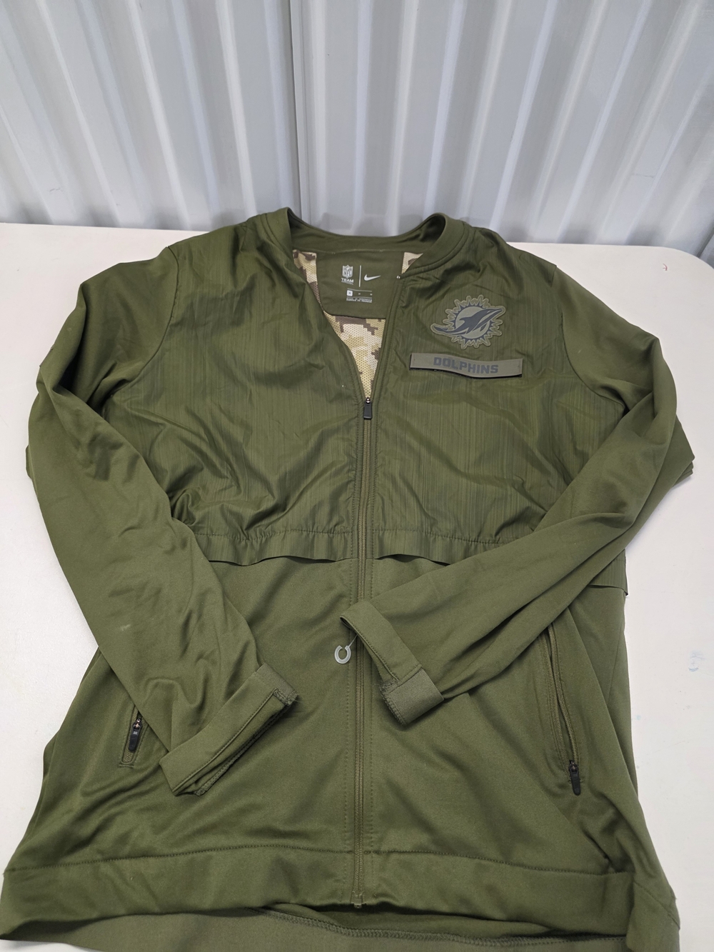 Nike Miami Dolphins Jacket Men's Medium Green NFL Salute Service Military Army